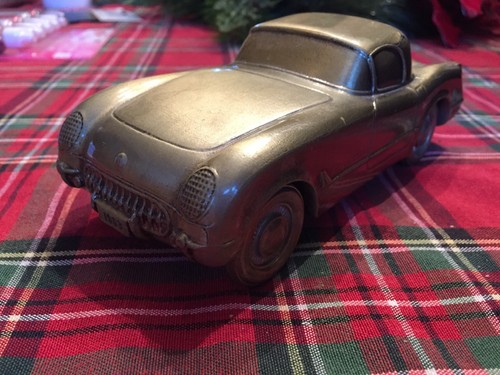 Vintage 1974 Banthrico Inc. Chicago 1953 Chevy Corvette Metal Coin Bank 7”x3”