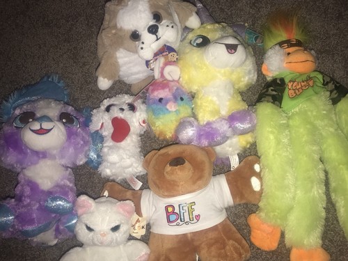 8 Plush Stuffed Mixed Animals Lot- Dogs, Monkey, Unicorn, Bear, Kitten & More