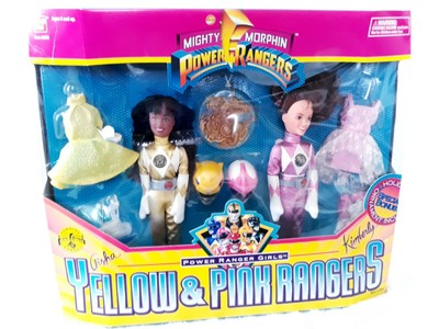 Mighty Morphin Power Rangers Yellow Aisha & Pink Kimberly Dolls Girls NRFB 1995