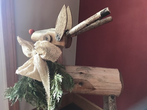 Handmade Wooden Standing Baby Reindeer