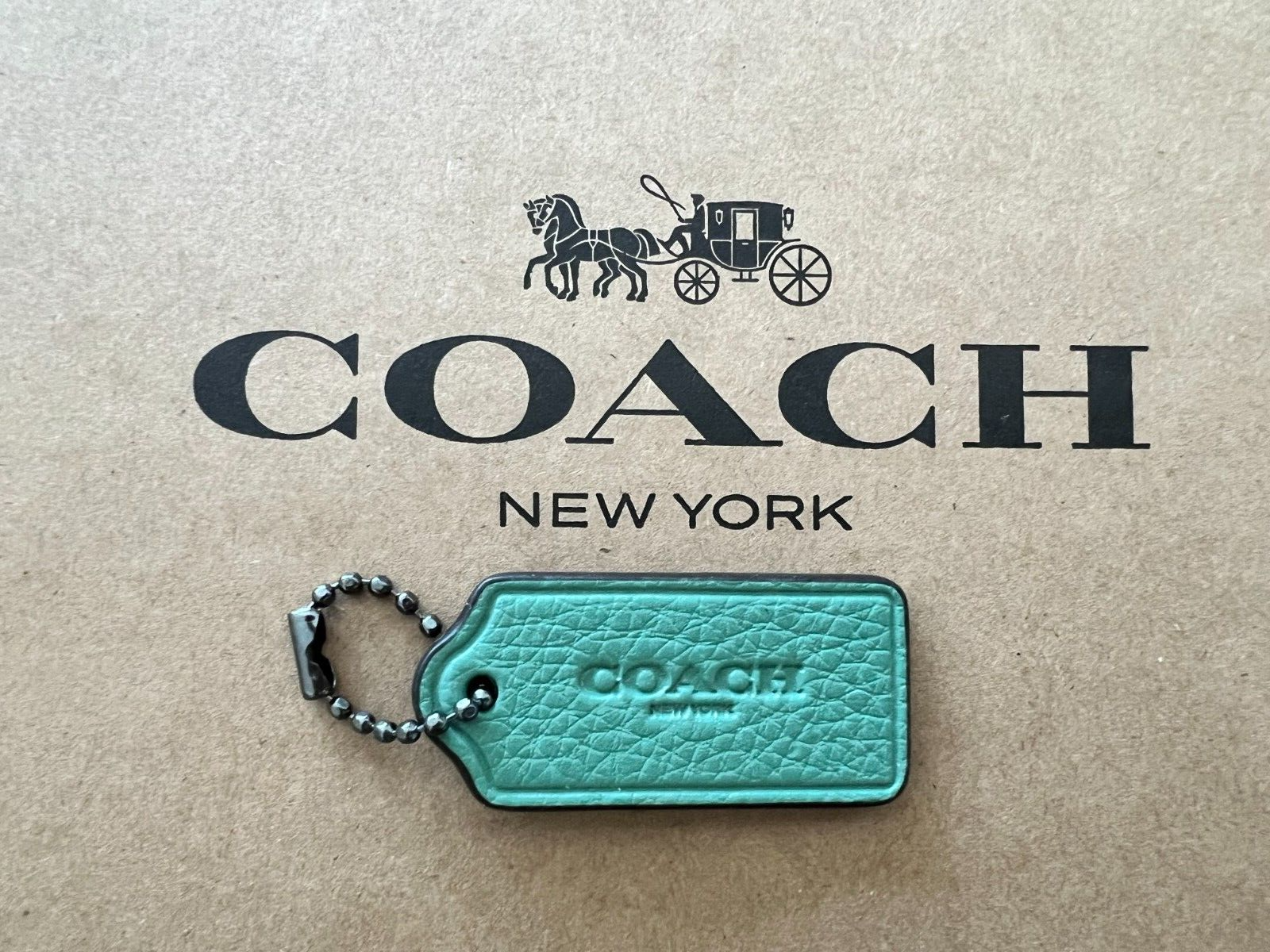 COACH Logo New York Hang Tag Charm Purse w Chain Pebble