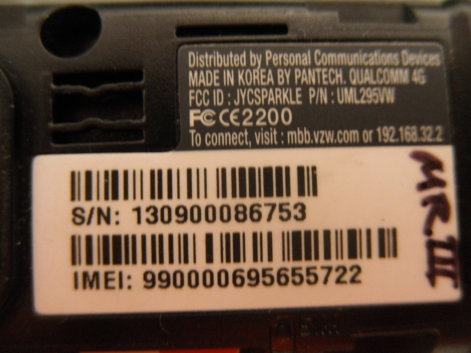 Pantech UML295VW Verizon Wireless 4G LTE USB Modem Aircard HotSpot