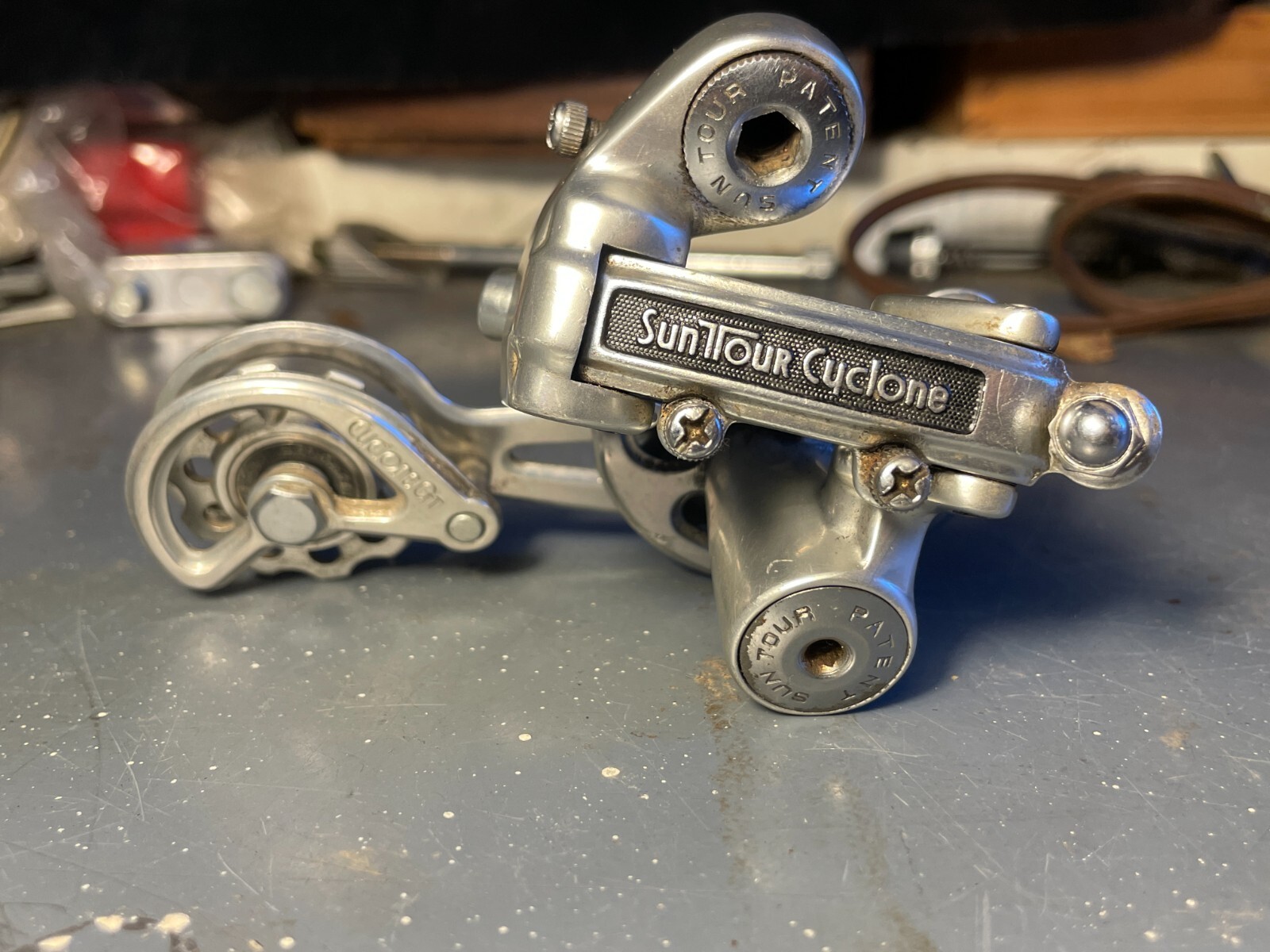 Vintage 70's Suntour Cyclone GT Rear Derailleur, with Vintage 70's Suntour Cyclone GT Rear Derailleur, with