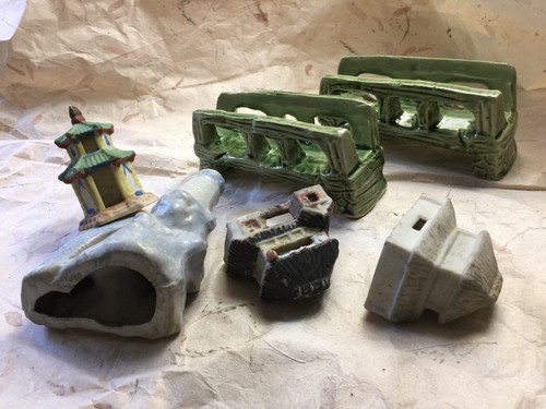 VTG FISH Aquarium ORNAMENTS LOT DECORATIONS Made in JAPAN, CERAMIC