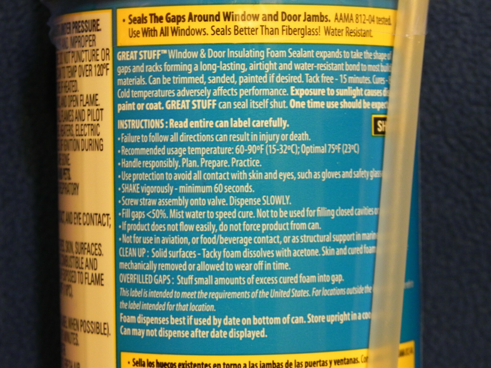 GREAT STUFF WINDOW & DOOR INSULATING FOAM SEALANT, DOW, BRAIND NEW, 3 -12OZ CANS