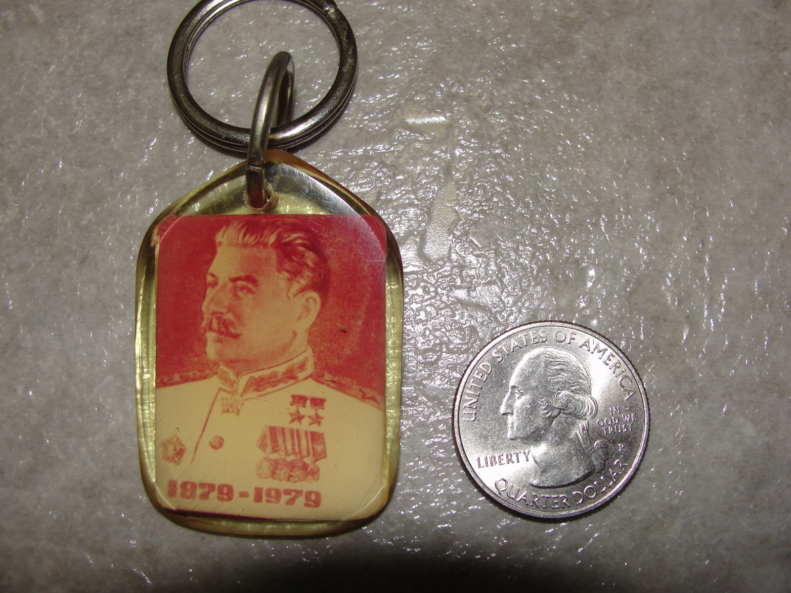 Vintage Stalin Zhukov Keychain USSR 1979