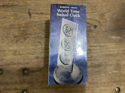 SHARPER  IMAGE WORLD TIME SWIVEL CLOCK 13 TIME ZONES - NEW IN A SEALED BOX!