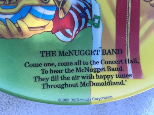 McDonalds Set 4 Plates, Hamb U, McNugget Band, Fry Garden, Milkshake Lake, 1989