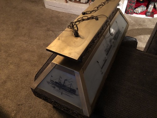 Vintage Brass BILLIARD POOL TABLE LIGHT Boat Steamship Steampunk Theme