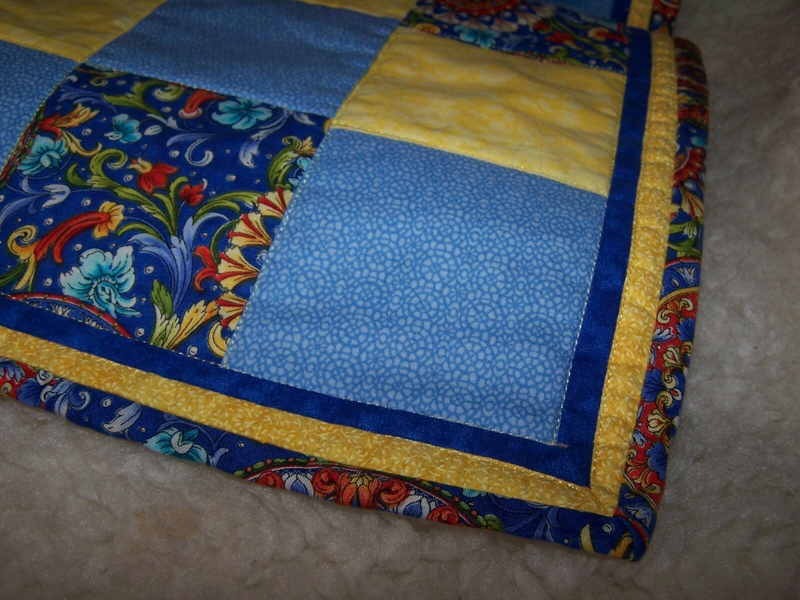 SPRING TIME Hand Made Quilted Table Runner/ Topper_13 1/2