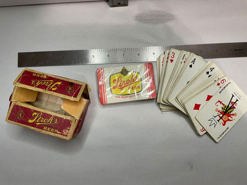vintage Strohs beer playing cards