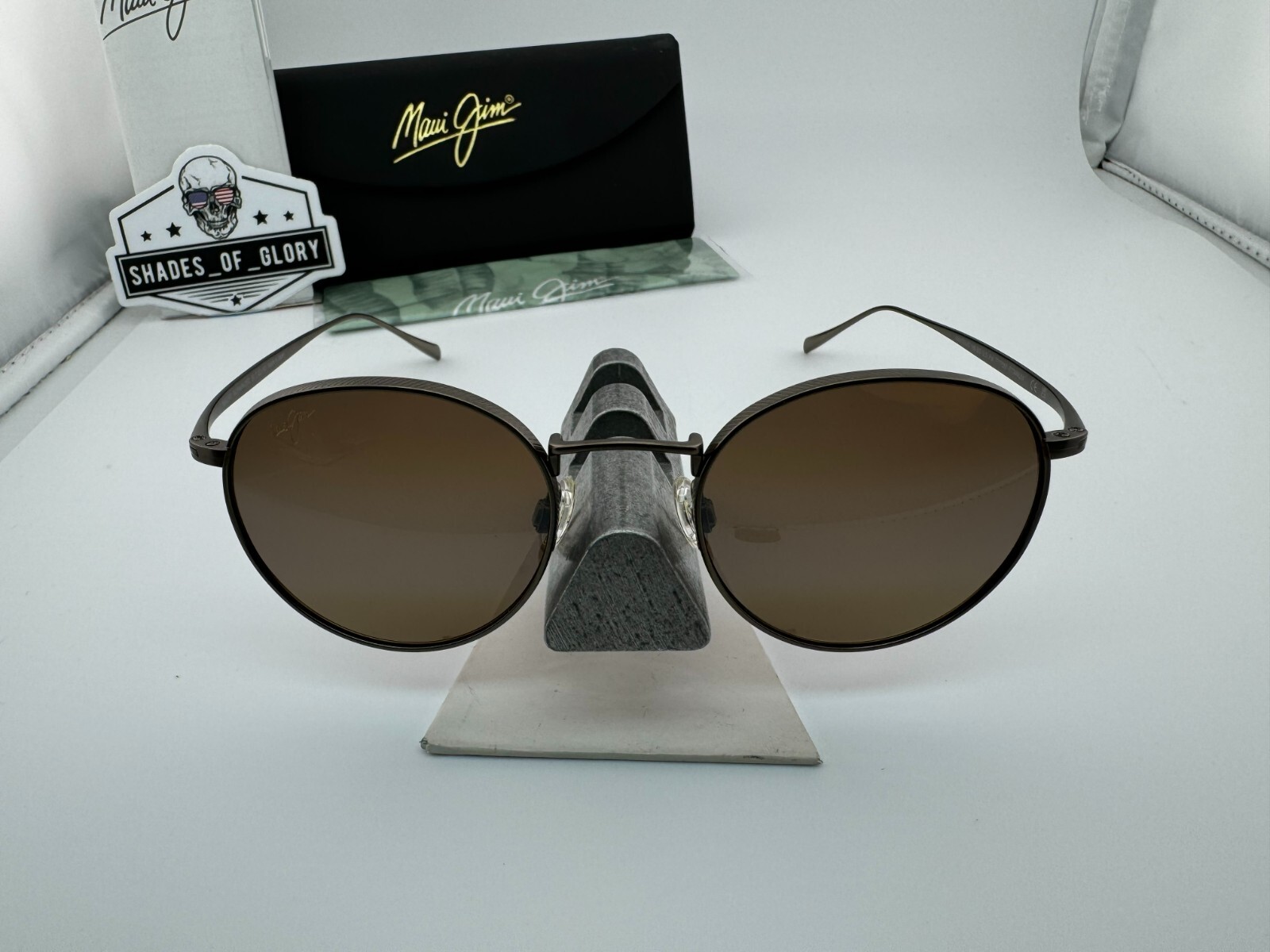 Pre-owned Maui Jim Nautilus Mj 544n-20c Asian Fit Titanium Hcl Bronze Polarized Sunglasses