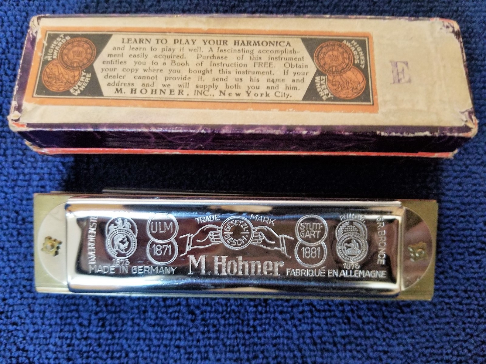 Vintage Hohner Marine Band Harmonica Key: E