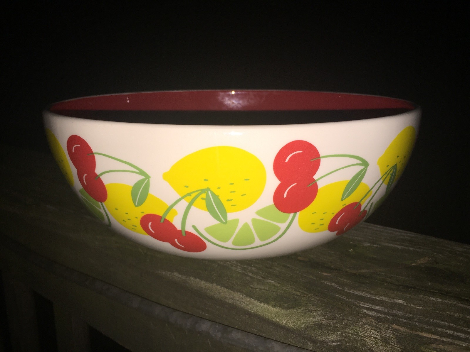 Vintage HALLMARK CARDS Fruit Serving Bowl LEMON LIME CHERRIES Cherry  5/10 ??j8