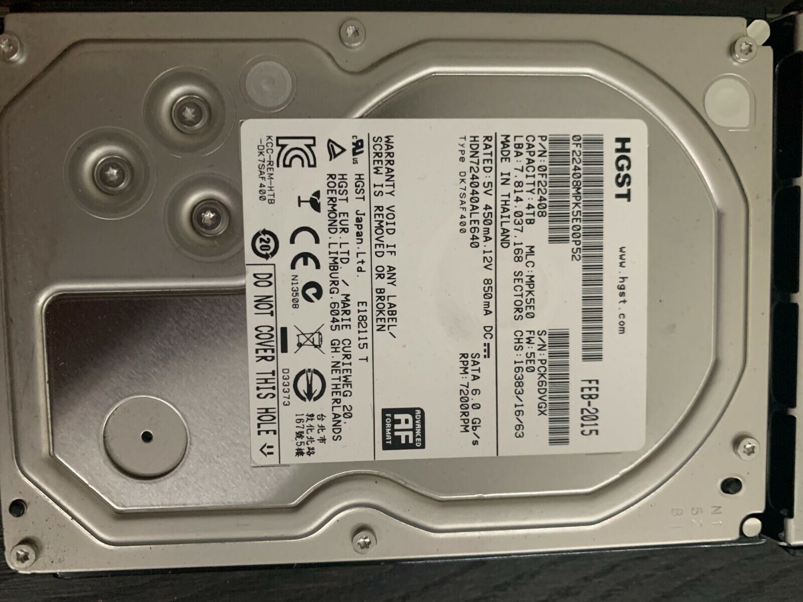 HGST Ultrastar HDN724040ALE640 0F22408 MPK5E0 - 4TB 64MB HGST Ultrastar HDN724040ALE640 0F22408 MPK5E0 - 4TB 64MB