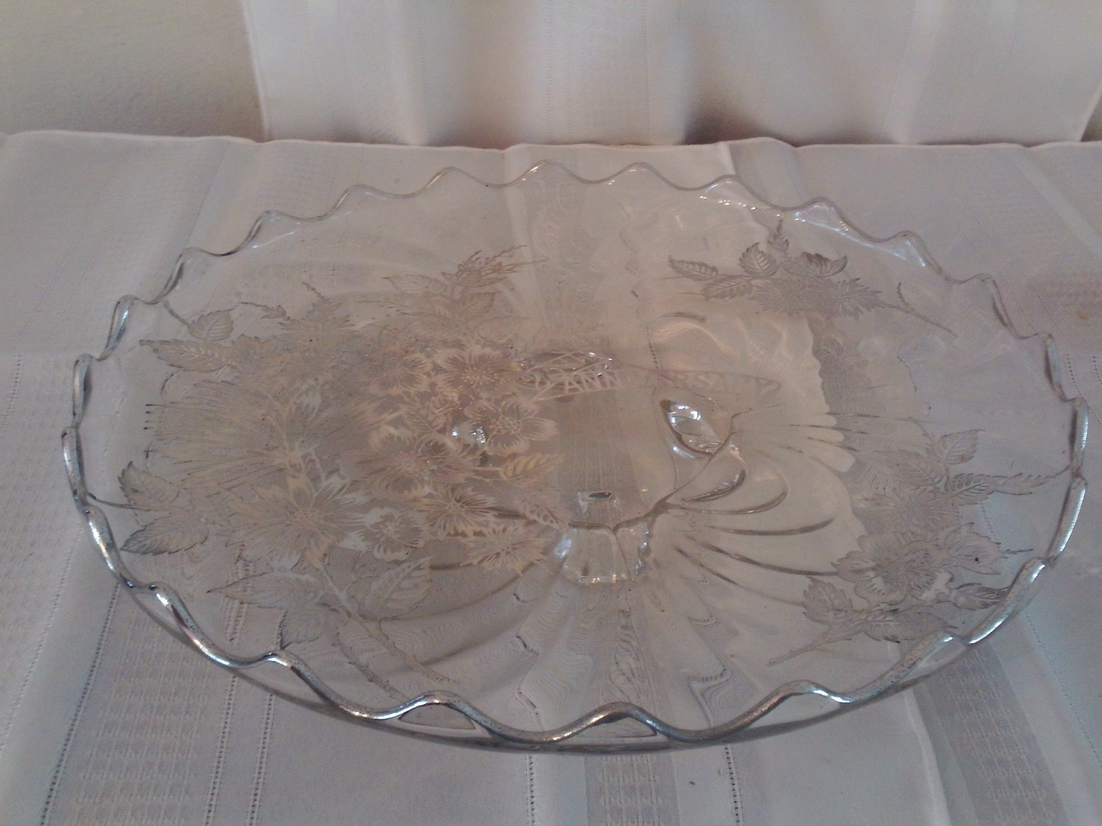 25th Silver Anniversary, Pedastal, Vintage, Glass Serv - Dish, Wedding, Marriage