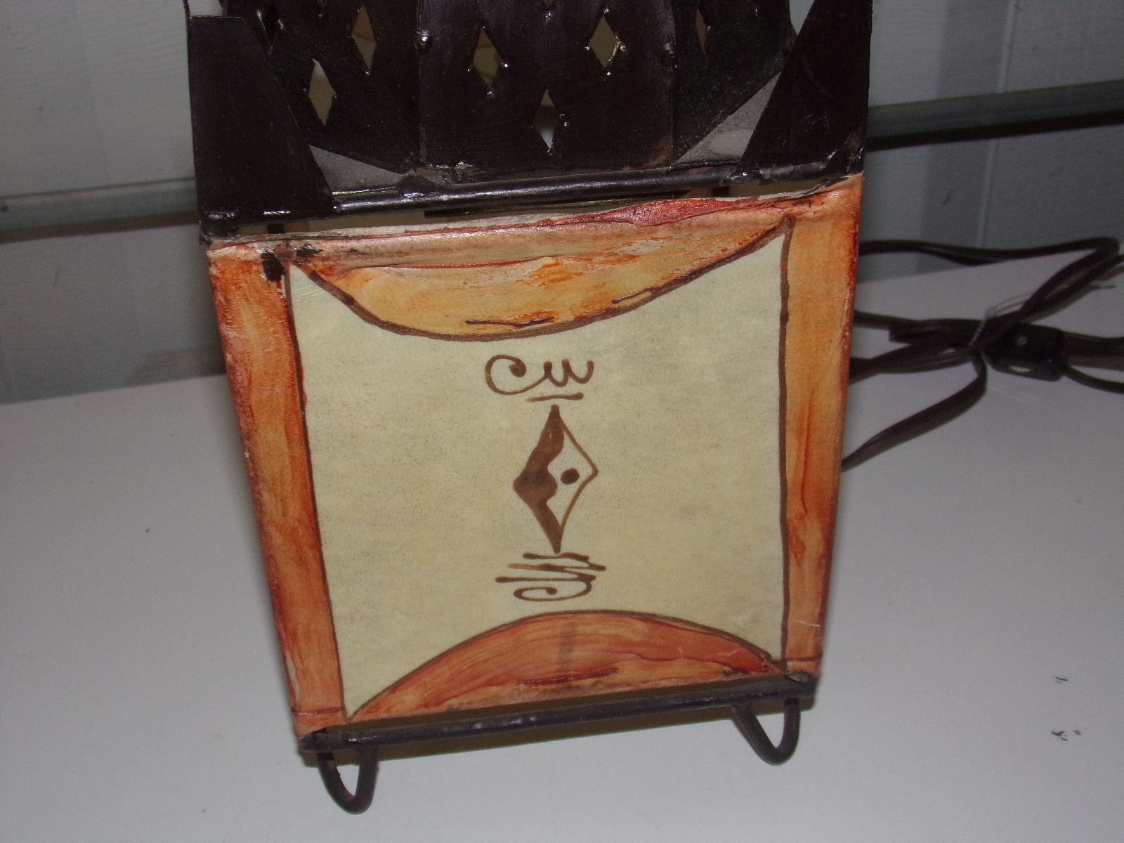 Vintage Metal and Painted Vinyl Sides EGYPTIAN Hanging Light