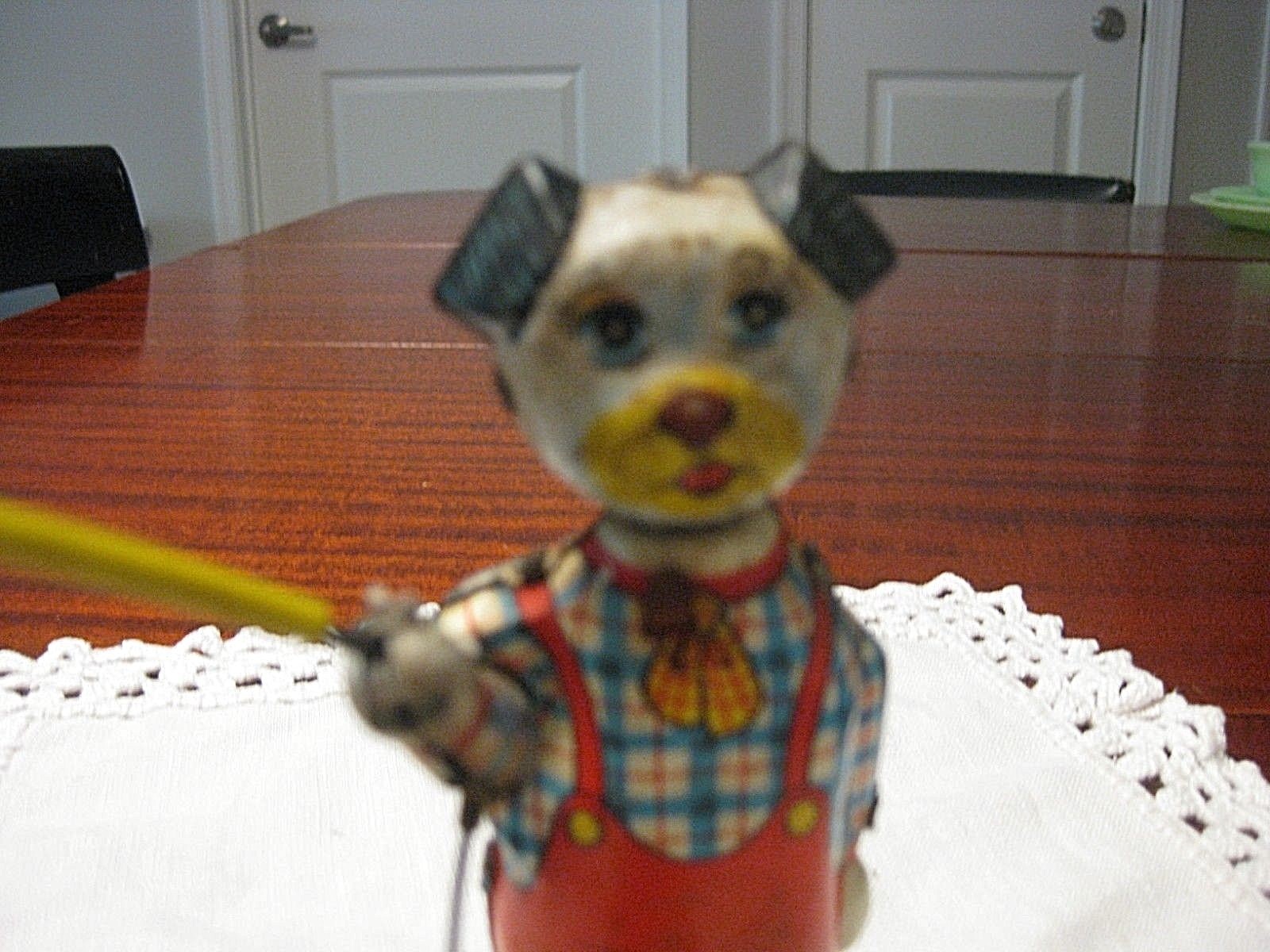 Vintage Antique Wind Up Wind-up Toy Dog Playing Jump Rope Bear Works! SHIPS FREE