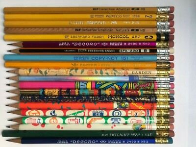 20 VINTAGE EBERHARD FABER PENCILS: MONGOL, DECORO, AMERICAN, TWILIGHT, PRINCESS