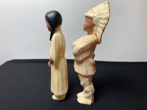 Vintage Celluloid Plastic American Indian Doll Set