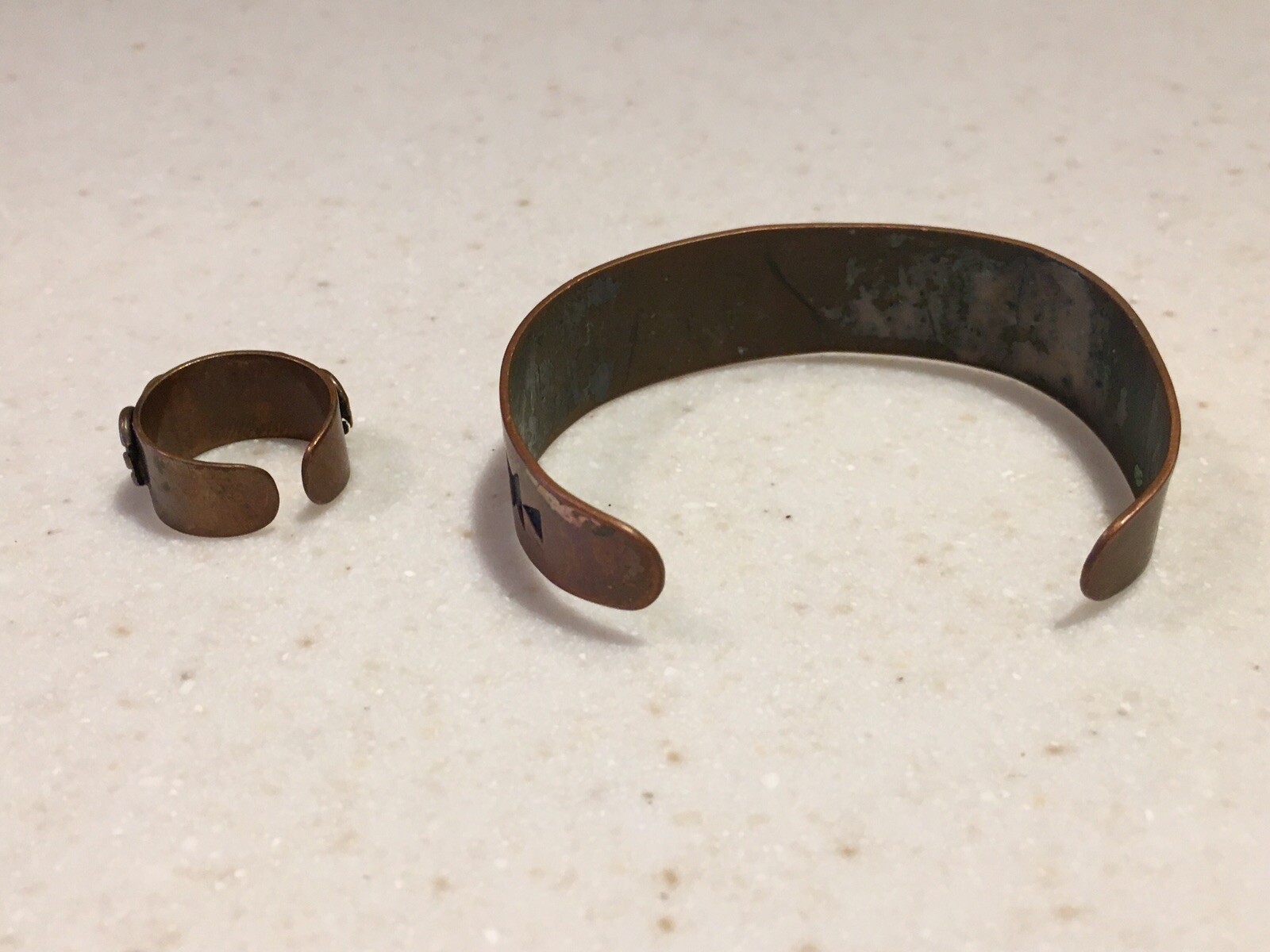Vintage Copper Southwestern Cuff Bracelet and Adjustable Ring
