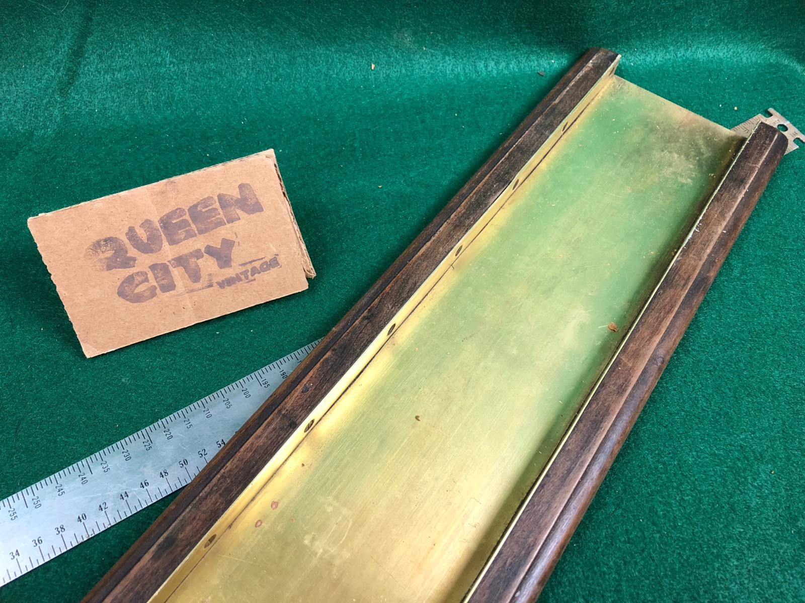 Vintage polished brass and wood letterpress print tray/galley/printing 24