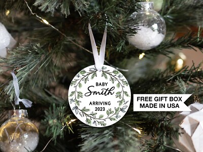 Personalized Coming Soon Baby on the Way Christmas Ornament