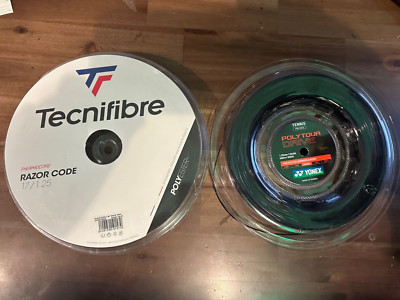 New Reel Tecnifibre Razor Code 17g black 660' & FREE Yonex Poly Tour Drive 17g.