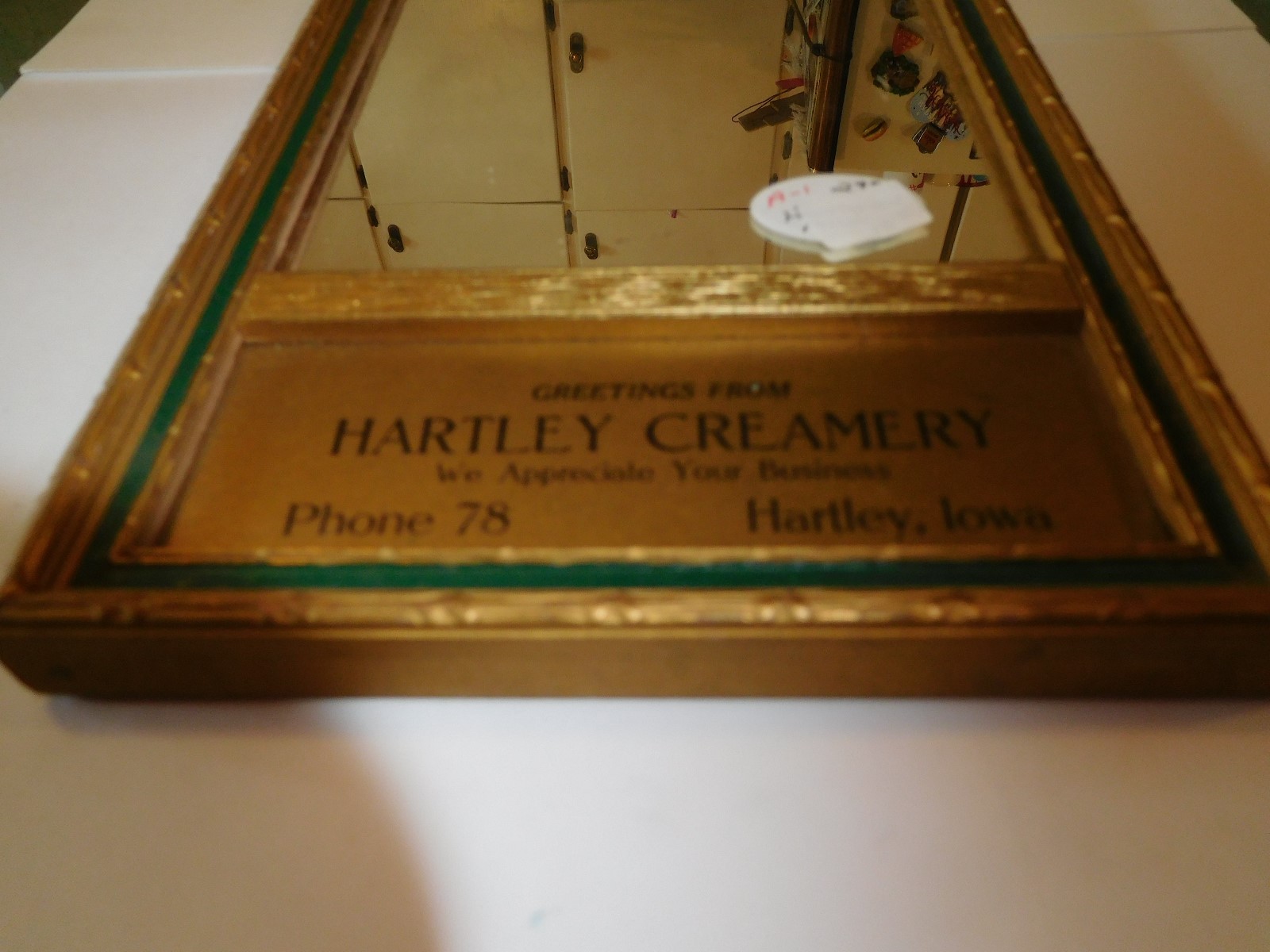 HARTLEY, IOWA--HARTLEY CREAMERY-PH 78-8.5X5.5IN-WOOD-MIRROR ADV-EX.-2 TONE FRAME
