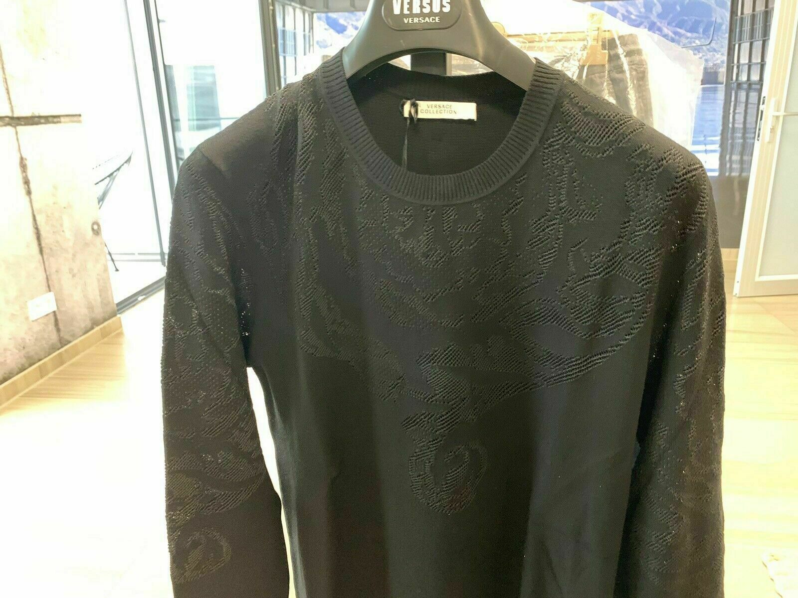 Pre-owned Versace Collection Iconic Logo Knitwear Strickpullover Jumper Pullover Xs In Black