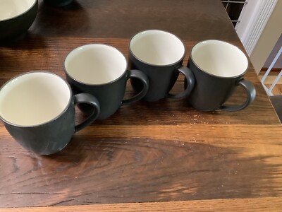 Noritake Ceramic Graphite Coffee Cups EC Set Of 4