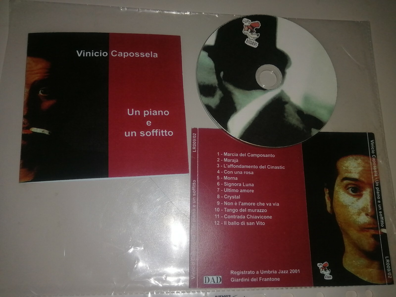 VINICIO CAPOSSELA RARO CD anno 2001 un piano e un soffitto Live Umbria Jazz 2001