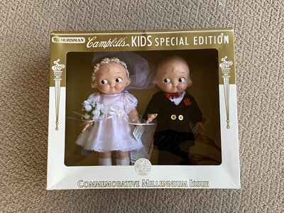 2001 Campbell's Kids Special Edition Millennium Issue Bride & Groom 12'' Doll Set