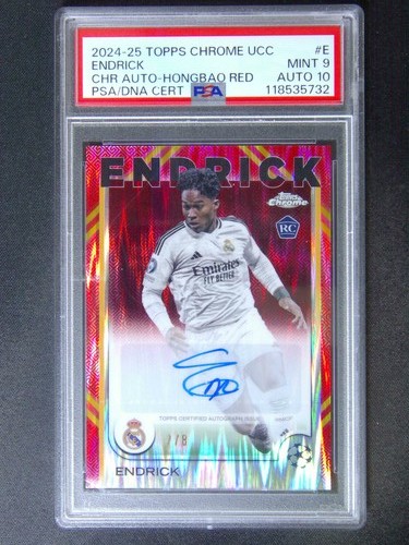 2024-25 Topps Chrome UEFA Endrick RC Auto Hongbao Red New