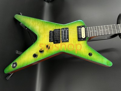 Dimebag Darrell Gradient Green Flame Maple Top Electric Guitar Mahogany Body