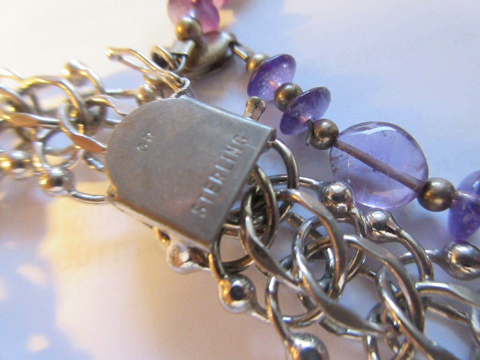 LOT  VTG NOT SCRAP  WEAR 925 STERLING SILVER BRACELET NECKLACE REAL STONES 78G