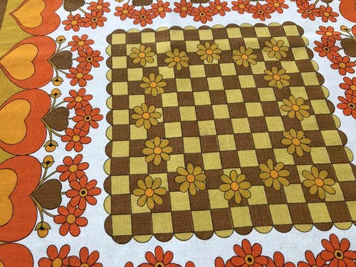 Vintage 1970's German 100% Cotton Kitchen Tea Towel; Orange Brown Ochre (RF920)