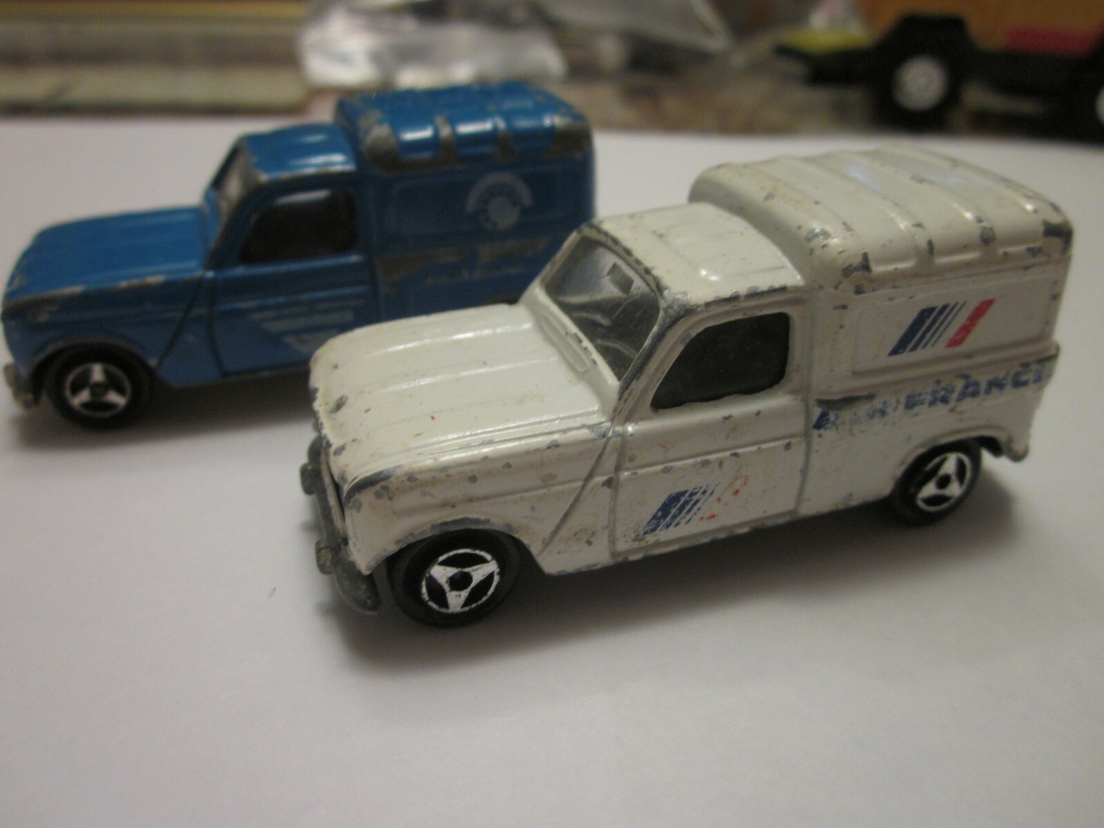 Lot of 2 vintage majorette Renault 4L Delivery Van telephone