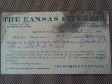 RARE 1890 KANSAS CITY STAR PAPER NEWSPAPER SUBSCRIPTION AD ...