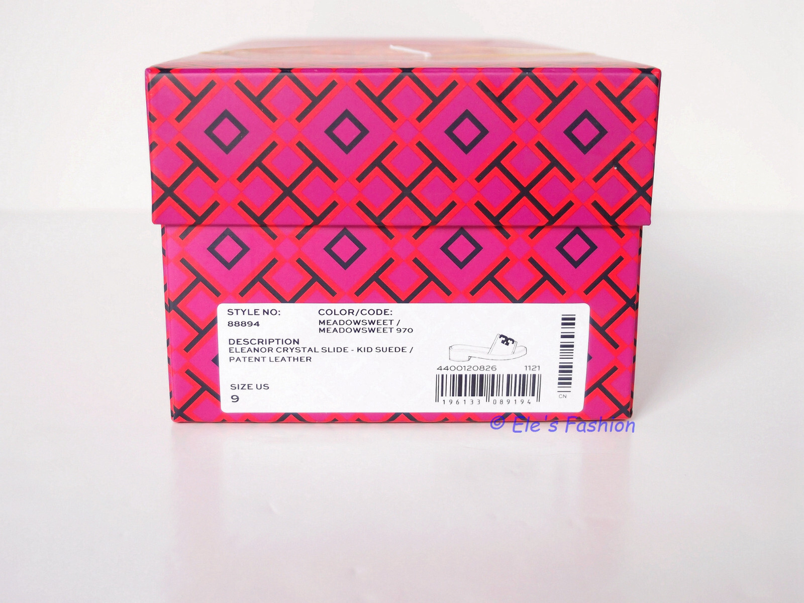 Pre-owned Tory Burch Eleanor Crystal Embellished Leather Slide Sandal Pink 9 Authentc