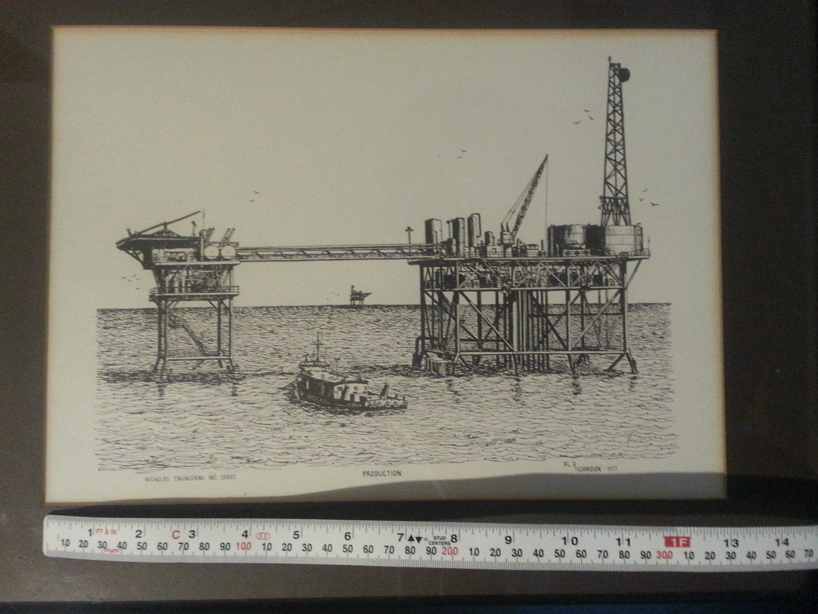 Production Nicholas Engineering Art Series Al Richardson 1977 Offshore Oil Rig