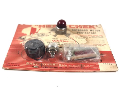 Antique Heat-Check NOS Outboard Boat Motor Temperature Warning Light 1950's