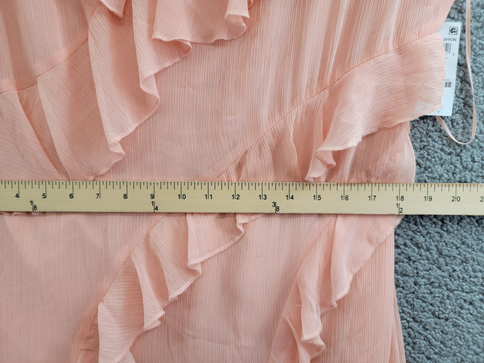 Bar III Trendy Plus Size Ruffled Chiffon Maxi Dress Women's 16W Warm Coral Sheer - Picture 6 of 15