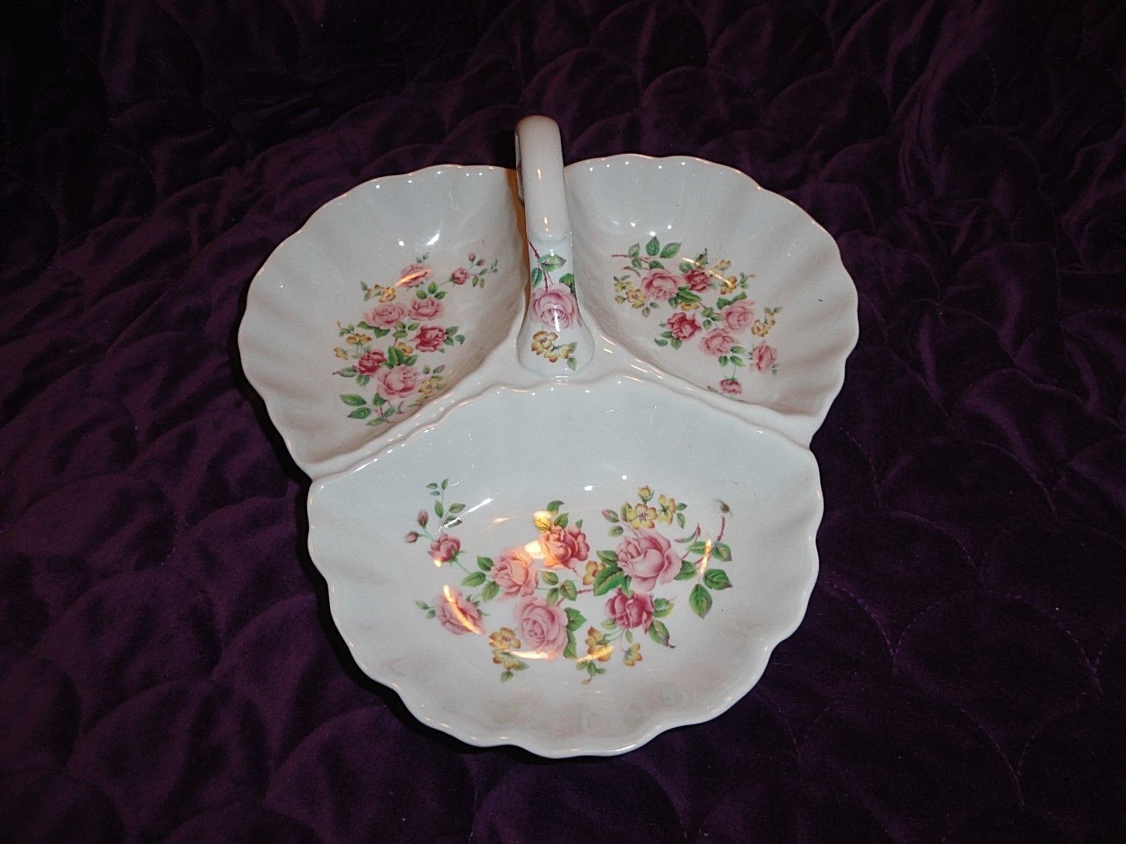 Antique Reflections by J. Godinger & Co Relish Dish w/Flower Bouquets