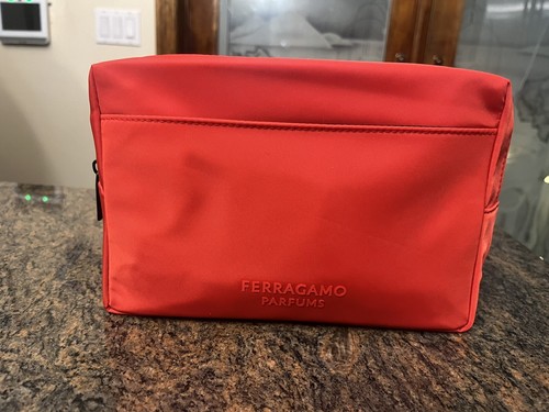 Salvatore Ferragamo Parfums Red With Black Zipper Cosmetic