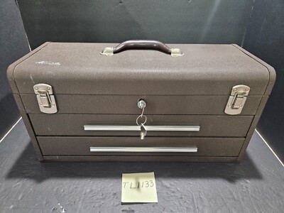 VINTAGE KENNEDY #220-219735 2 DRAWER MACHINIST TOOLBOX/CHEST W/KEYS USA (TL1133)
