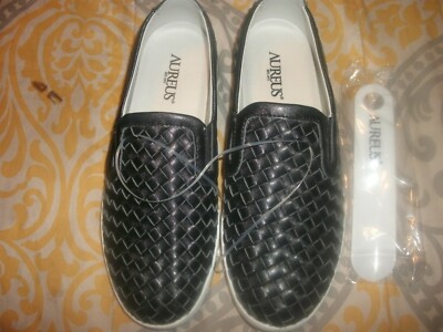 AUREUS HENSON Black Men size 9.5 Slipon Casual Shoe AUM2028 Weave Pattern (C21)