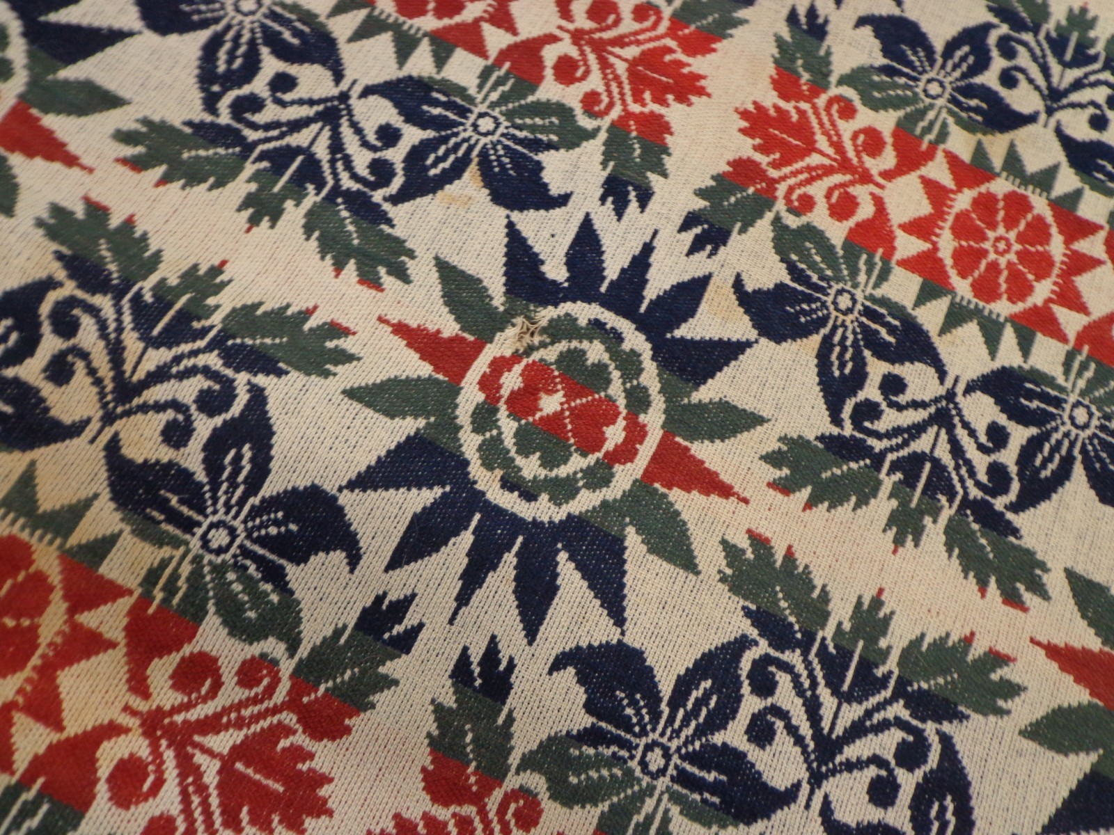 Antique Coverlet signed dated 1851 by D. Beil, New Hamburg woven jacquard 66x89