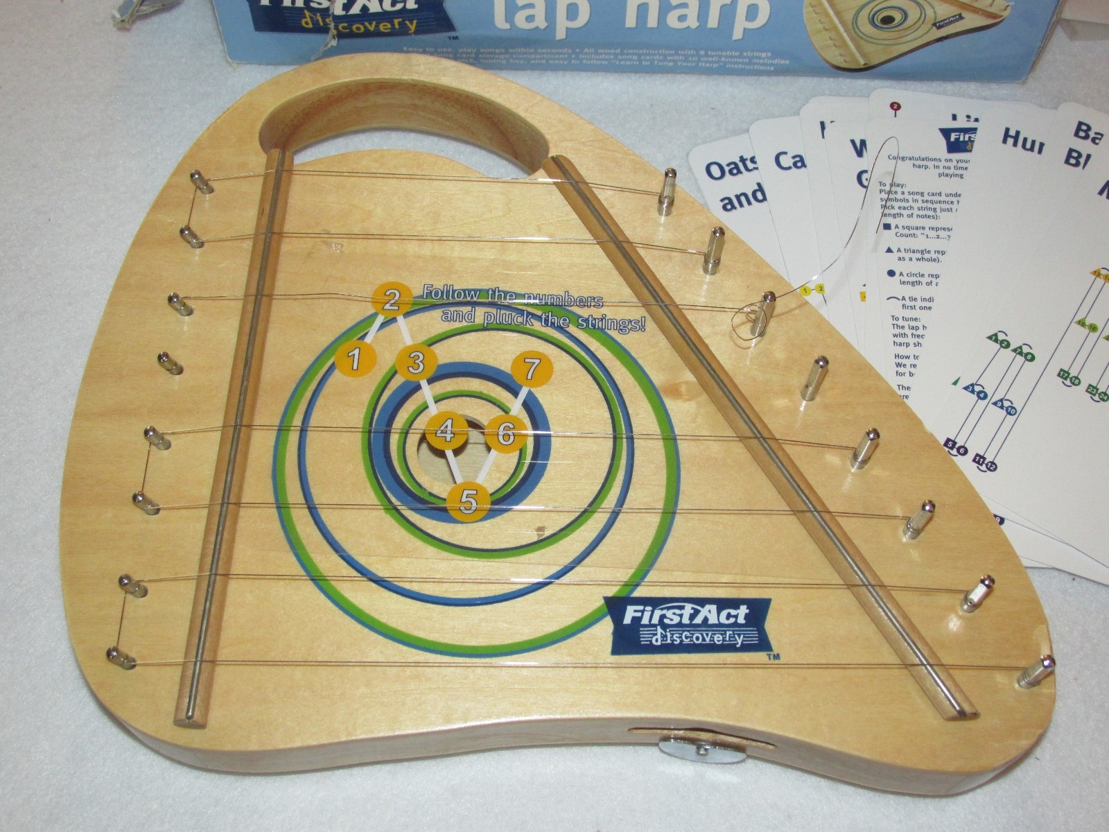 First Act Discovery~Lap Harp~Wooden~1 broken string~10 song cards~Tuning Key- PO