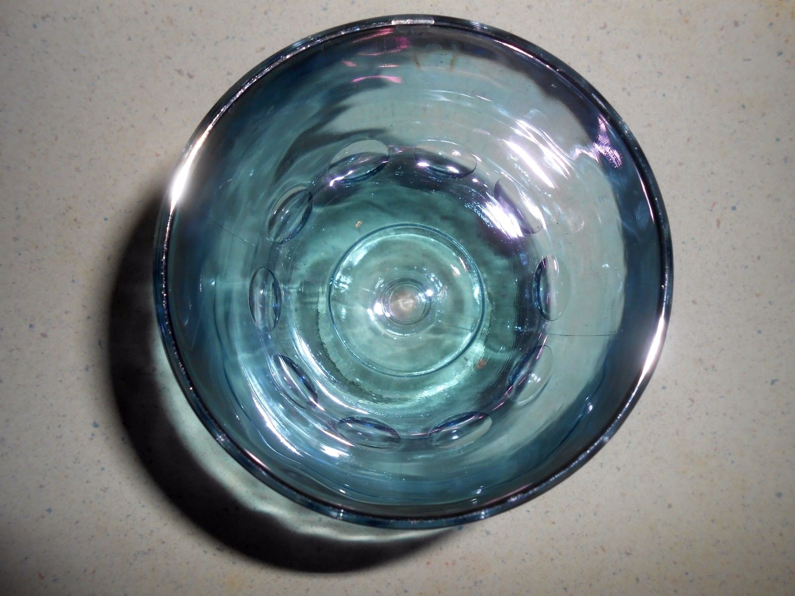 Large Blue Thumbprint Goblet Goblet Free Shipping